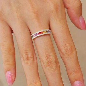 Xinfly Trendy Jewelry 18k Real <b>Gold</b> Diamond Fancy Colored Natural Stone Sapphire Gemstone Row <b>Rings</b> - Product Image 5