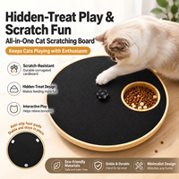 Grand grattoir rotatif moderne pour chat avec coussin ondulé et distributeur de friandises, jouet interactif pour chat pour l'alimentation et le jeu en intérieur