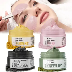 Masque Facial en argile blanchissante, masque de soins du visage, cosmétique naturel, turbant, thé vert, Rose, charbon de bois, Rose, vert et noir, 1 pièce