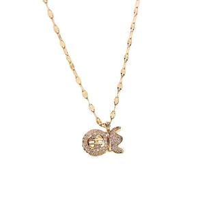 YL Version coréenne doré luxe couleur or plaqué acier inoxydable canal ensemble collier femmes mode petite taille pendentif <span class=keywords><strong>Net</strong></span> - Product Image 4