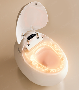 WC intelligent de luxe au design moderne, plaqué or, de haute qualité, en céramique, de forme ovale, à siphon, avec télécommande - Product Image 4