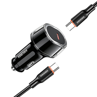 KAKUSIGA Pabrik Langsung 45W Set Charger Mobil KSC-1999 Satu Port dengan Satu Kabel Type-c ke Type-c untuk Perjalanan Mobil, Berkemah