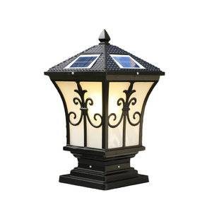 Modern Outdoor IP65 Aluminum <b>Solar</b> <b>Post</b> Lamp with LED <b>Light</b> E27 Base Dimmable 3-Year Warranty for Garden - Product Image 1