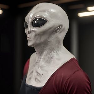 หน้ากากยางลาเท็กซ์เอเลี่ยนสีเทาแบบเต็มหัว พร้อมชิ้นส่วนหน้าอก ตาสีดำขนาดใหญ่ สมจริง ตลก ขำขัน น่ากลัว สำหรับคอสเพลย์ฮาโลวีน บ้านผีสิง - Product Image 6