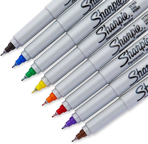 Marqueurs permanents <span class=keywords><strong>Sharpie</strong></span> extra fins pour tissu - 10 couleurs, pointe aiguille 0,5 mm, très demandés - Product Image 2