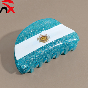 Pince à cheveux créative à thème football, motif drapeau national, en plastique, type requin, accessoire pour femmes <span class=keywords><strong>et</strong></span> filles, vente chaude - Product Image 5