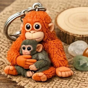 Nuovo Portachiavi Peluche Orangutan Rosso Protettivo Anti-Stress - Product Image 5