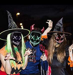 2023 गर्म बिक्री हेलोलीन नेतृत्व वाले मास्क काले शब्दों को पर्यावरण के अनुकूल pvc कस्टम लोगो क्लोन पैक किया गया प्लास्टिक पैक बैग + कार्टन" - Product Image 2