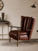 Chaise longue de style médiéval inspirée de l'harpe, en cuir véritable ciré à l'huile, fauteuil artisanal forgé à la main