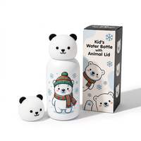 Bouteille d'eau isotherme en acier inoxydable pour enfants ODM 300ML, sans BPA, avec couvercle amusant en forme de tête d'animal pour l'école et les voyages