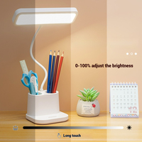 Lampe de bureau LED rechargeable par USB Lampe de lecture à température tricolore avec porte-stylo Support de téléphone Lampe de table d'apprentissage