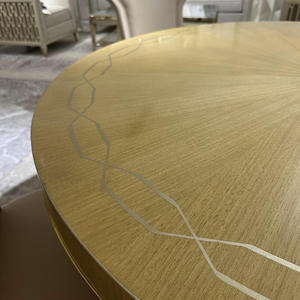 <span class=keywords><strong>Table</strong></span> à manger ronde en bois massif de luxe sur mesure-Plateau en marqueterie fait main avec artisanat artisanal - Product Image 2