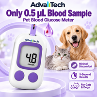 Kit de lecteur de glycémie pour animaux de compagnie AdvallTech certifié CE Classe II avec test sans codage en 5 secondes pour usage vétérinaire à domicile, chats et chiens