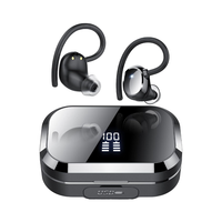 EarHook TWS Nirkabel Tahan Air IPX7 untuk Headphone Olahraga Bluetooth 5.4 dengan Layar Digital Kontrol Sentuh Daya Tahan 5-10 Jam