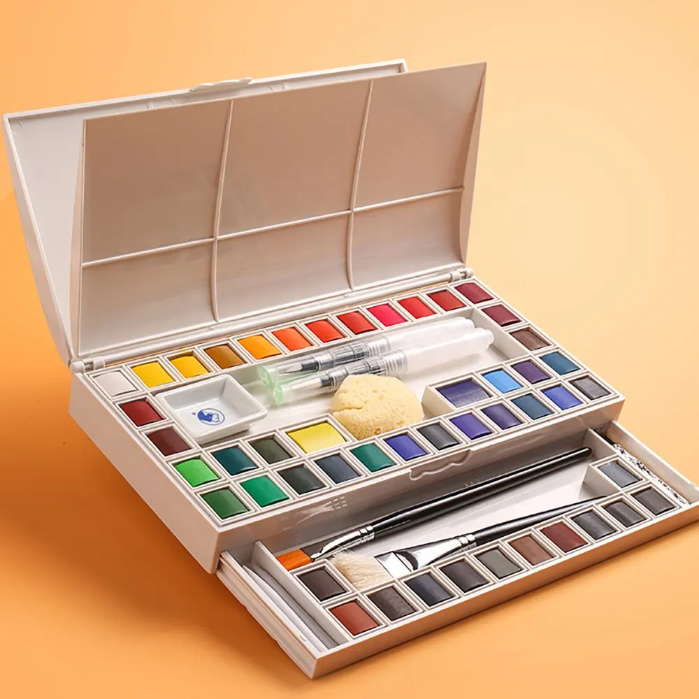 Bộ Tranh Vẽ Màu Nước Nghệ Thuật Màu Nước Kim Loại Rắn 48 Dành Cho Người Mới Bắt Đầu, Nghệ Sĩ, Trẻ Em