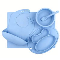 Ensemble de vaisselle pour bébé CHINFAI en silicone, cuillère, assiette, bavoir, vaisselle, qualité alimentaire, sans BPA, bol, ensemble d'alimentation en silicone pour bébé
