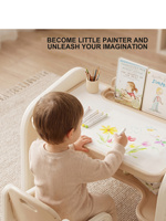 Ensemble table et chaise d'étude pour enfants, plateau réversible, tableau à dessin, bureau de jeu pour bébé, table d'apprentissage précoce à domicile, table d'écriture