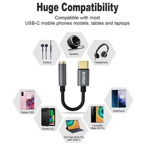 Zoguo <span class=keywords><strong>USB</strong></span> C Nam 3.5Mm Nữ <span class=keywords><strong>Adapter</strong></span> Âm Thanh Al Vỏ Bông Lưới Tương Thích 15/15Pro/15 Pro Max Khác C Ul Loa Microphone - Product Image 3