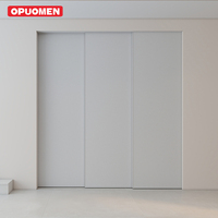 Nueva gran oferta, estilo minimalista, instalación Invisible, Marco oculto, puerta corredera colgante de madera de aluminio