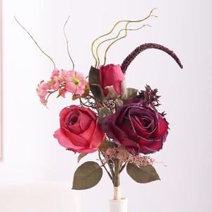 Ramo de Rosas de Seda de Doble Color Recién Asadas al por Mayor, Decoración para Sala de Estar, Mesa de Comedor, Bodas y Hoteles - Product Image 4