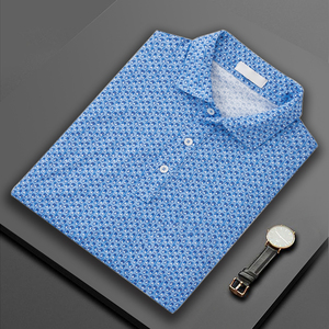 Tela de piqué de ropa de golf con logotipo personalizado ajustado de secado rápido sublimada que absorbe la humedad con estampado geométrico OEM para camiseta de polo - Product Image 4