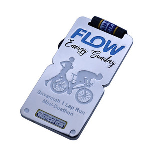 Medallas artesanales de Metal plateado de diseño gratuito para 1 vuelta, cinta de premio Savannah para montar en bicicleta, ciclismo, duatlón - Product Image 2