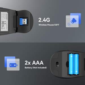Ratón inalámbrico plegable ultrafino Tecknet, receptor USB de 2,4G con cable tipo C, portátil, para viajes, 3 configuraciones de DPI para ordenador portátil - Product Image 5