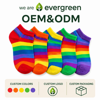 Chaussettes pour enfants à rayures arc-en-ciel, logo personnalisé, chaussettes courtes pour enfants, chaussettes colorées pour garçons et filles, fabrication OEM ODM, vente en gros