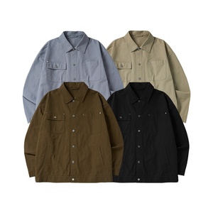 Camicia <span class=keywords><strong>Giacca</strong></span> da <span class=keywords><strong>Uomo</strong></span> Stile Workwear, Monopetto, 100% Cotone, Colletto Rovesciato, Tasche, Nuova Collezione Primavera, Stile Retrò Americano di Tendenza - Product Image 5