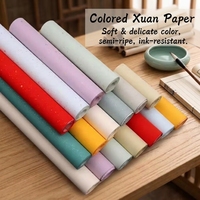 Papier Xuan Lingfeng à reflets dorés, fait main, teint à la cire, pour calligraphie, papier de riz rouge cinabre et violet, 4ft 6ft 8ft, pour peinture chinoise