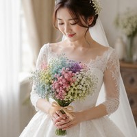 Tige de fleur artificielle de gypsophile multicolore personnalisable pour bouquet de mariage, décoration DIY, vente en gros