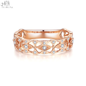 Dernier modèle de bague de fiançailles de luxe en or rose massif 18 carats et véritable diamant naturel pour femme de style vintage - Product Image 1