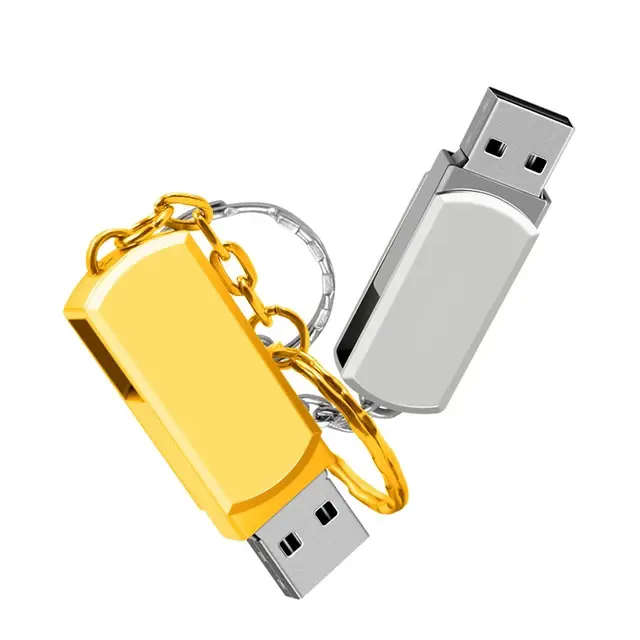 Waterproof Metal Silver USB Flash Drive Pen Drive 64GB 32GB 128GB 8GB Pendrive128GB With Key Ring U Disk Memory Disk USB 2.0 3.0