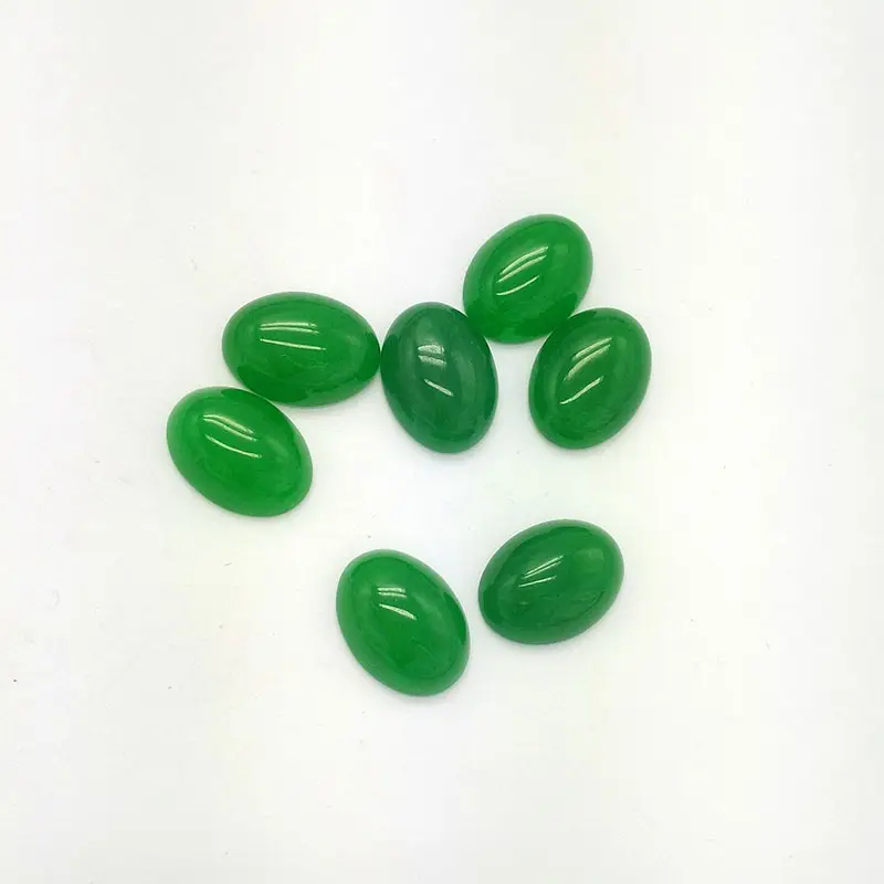 Flat back cut smooth polished gemstones 8*10mm Malay jade oval cabochon for DIY rings Inlay pendant jewelry crafts