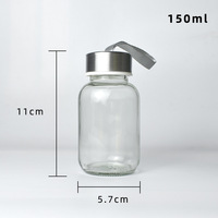 Bouteille d'eau de sport en verre bon marché de 500ml 1000ml avec couvercle en métal et sangle Tasse de voyage portable