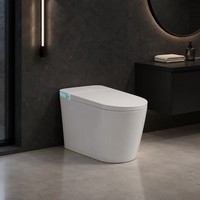 WC intelligent avec ouverture/fermeture automatique du couvercle, capteur de pied, chasse d'eau, bidet, siège chauffant, séchoir à air chaud, allongé, à poser au sol, siphon en S inclus