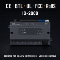 Contrôleur IO-2000 pour la série EC CW, BACnet MSTP Modbus RTU RS-485, 10 entrées numériques, 10 entrées analogiques, contact sec, thermistance NTC 10K 20K, 24V AC/DC BTL