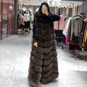 <span class=keywords><strong>Gilet</strong></span> en fourrure de renard véritable pour femmes, longueur <span class=keywords><strong>extra</strong></span> longue, <span class=keywords><strong>gilet</strong></span> <span class=keywords><strong>long</strong></span> chaud de qualité supérieure - Product Image 3