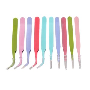 Pinzas de Colores con Puntas Curvas y Puntiagudas, Pinzas de Acero Inoxidable, Pinzas Rosadas para Pestañas, Pinzas para Manualidades - Product Image 5