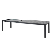 Mesa de Comedor Extensible de Aluminio para Exteriores HOMFUL, Mesa Rectangular con Tablero de Listones para Patio y Jardín