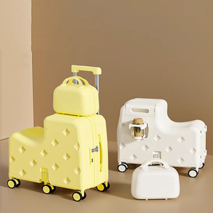 JX 2025 New Kids <strong>Spinner</strong> <strong>Suitcase</strong> with Strap PC Material Ride-On Luggage Trunk for Air Travel - Product Image 1