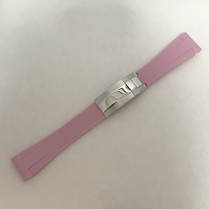 Correa de Reloj de Silicona Rosa con Extremos Curvos de 20MM y 180MM, Cierre Plegable de Acero Inoxidable para Relojes - Product Image 4