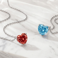 Fijngevoelige 12 Kleuren Geboortesteen Hart Ketting 316L RVS Waterdichte Hartvormige CZ Hangertje Ketting Verjaardag Valentijn Cadeau