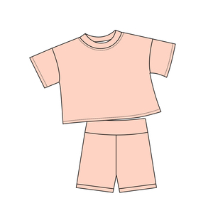 เสื้อยืดผ้าฝ้ายสีพื้นลำลองสำหรับเด็กผู้หญิงชุดฤดูร้อนขายส่ง ชุดเสื้อผ้าเด็กเข้าชุดกันสำหรับพี่น้อง - Product Image 3