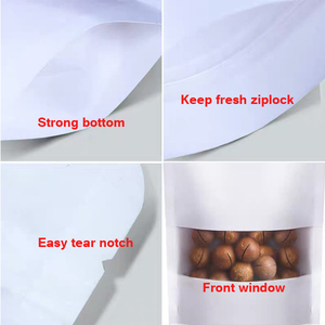 Sachet d'Emballage Alimentaire Recyclable en Papier Kraft Blanc, <span class=keywords><strong>Doypack</strong></span> à Fermeture Éclair et Fenêtre pour Snacks, Bonbons, Fruits Secs et Noix - Product Image 2