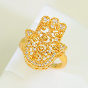 New Dubai Vintage Ladies <b>Rings</b> 21k <b>Gold</b> Plated Hollow Design Zirconia <b>Rings</b> for Women Party Jewelry - Product Image 3