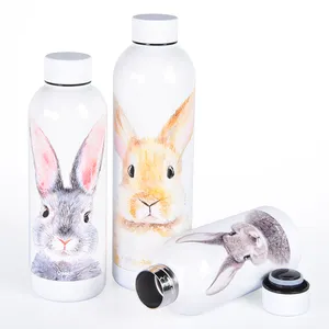 Water Hot Products 350Ml 500Ml 750Ml Outdoor Eco Friendly Nice Cartoon Animal Sublimation Customizable Rabbit Water Bottle Set