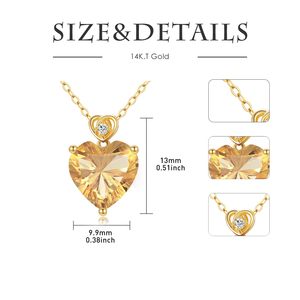 Collar Personalizado de Oro de 14K con Citrino en Forma de Corazón de 3CT, Piedra de Nacimiento de Noviembre, para Uso Diario, Regalo de Aniversario y Compromiso para Mujer - Product Image 2