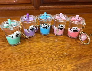 ขายร้อนPANDA Charmฟองชาไข่มุกนมชาอะคริลิคพวงกุญแจออกแบบที่กำหนดเองพวงกุญแจผู้หญิงเครื่องประดับ - Product Image 3
