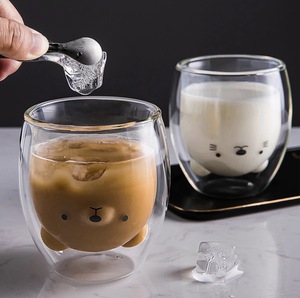 250ml Crianças <span class=keywords><strong>Cute</strong></span> Duck <span class=keywords><strong>Cat</strong></span> Coffee Mugs Double Wall Isolated <span class=keywords><strong>Glass</strong></span> Espresso Cup para o Presente - Product Image 4